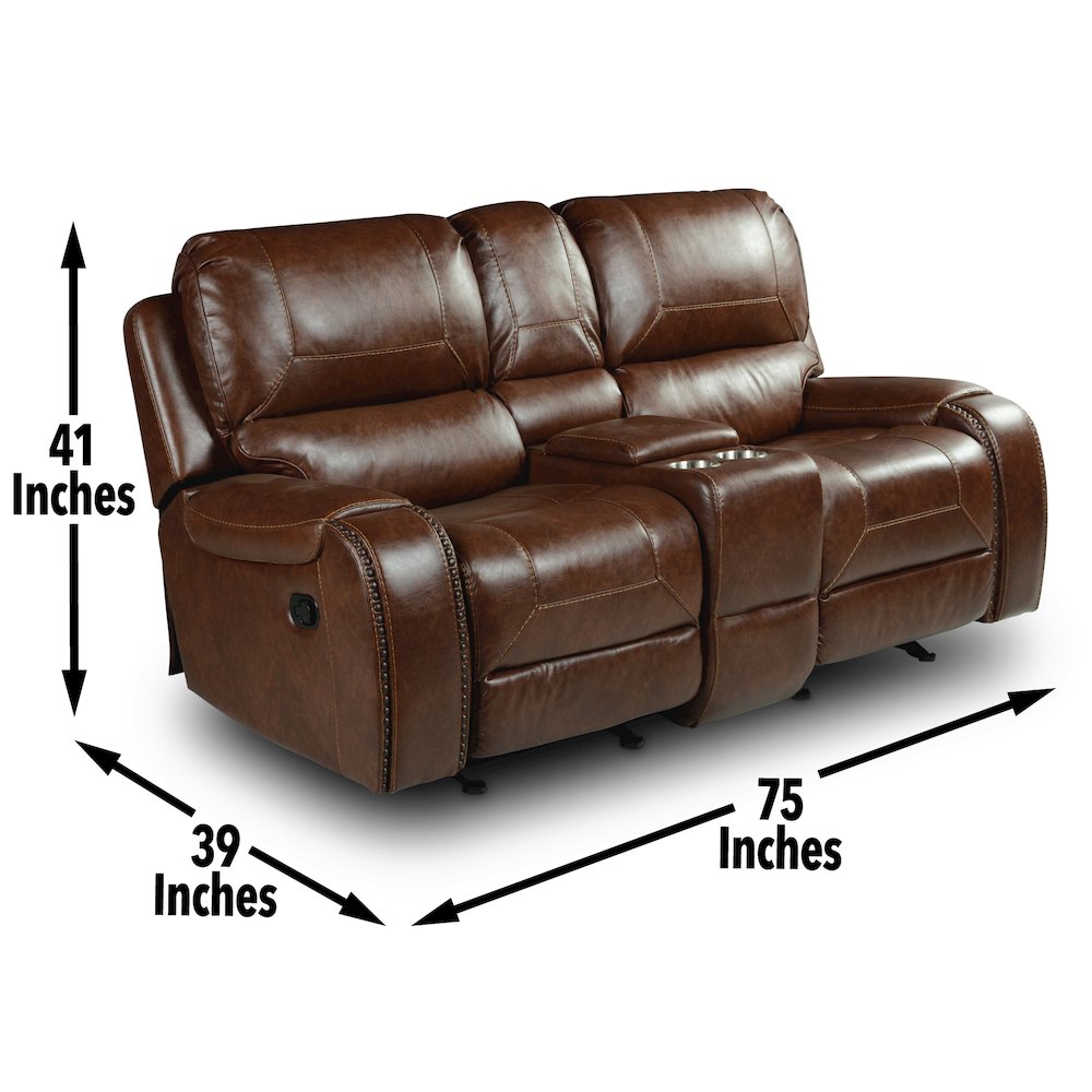 Keily Brown Manual Console Loveseat. Picture 8