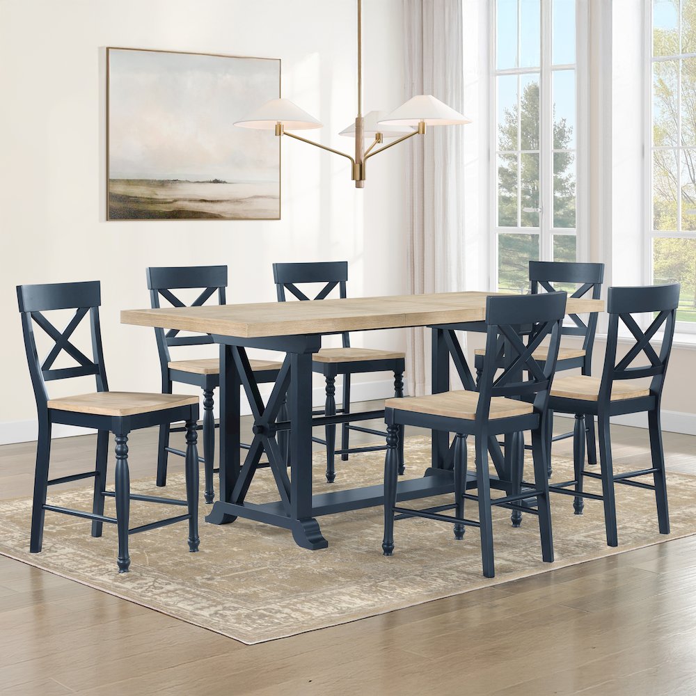 Darcy 7pc Counter Dining Set Blue. Picture 5