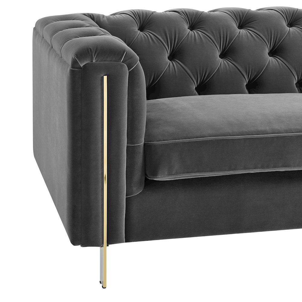 Charlene Gray Velvet Loveseat. Picture 5