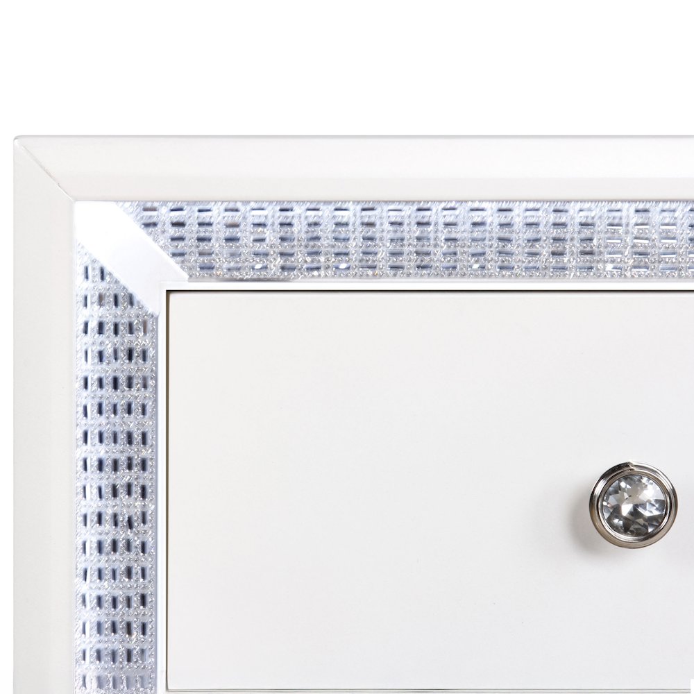 Cassie Illuminating Glam Nightstand, Pearl Finish. Picture 9