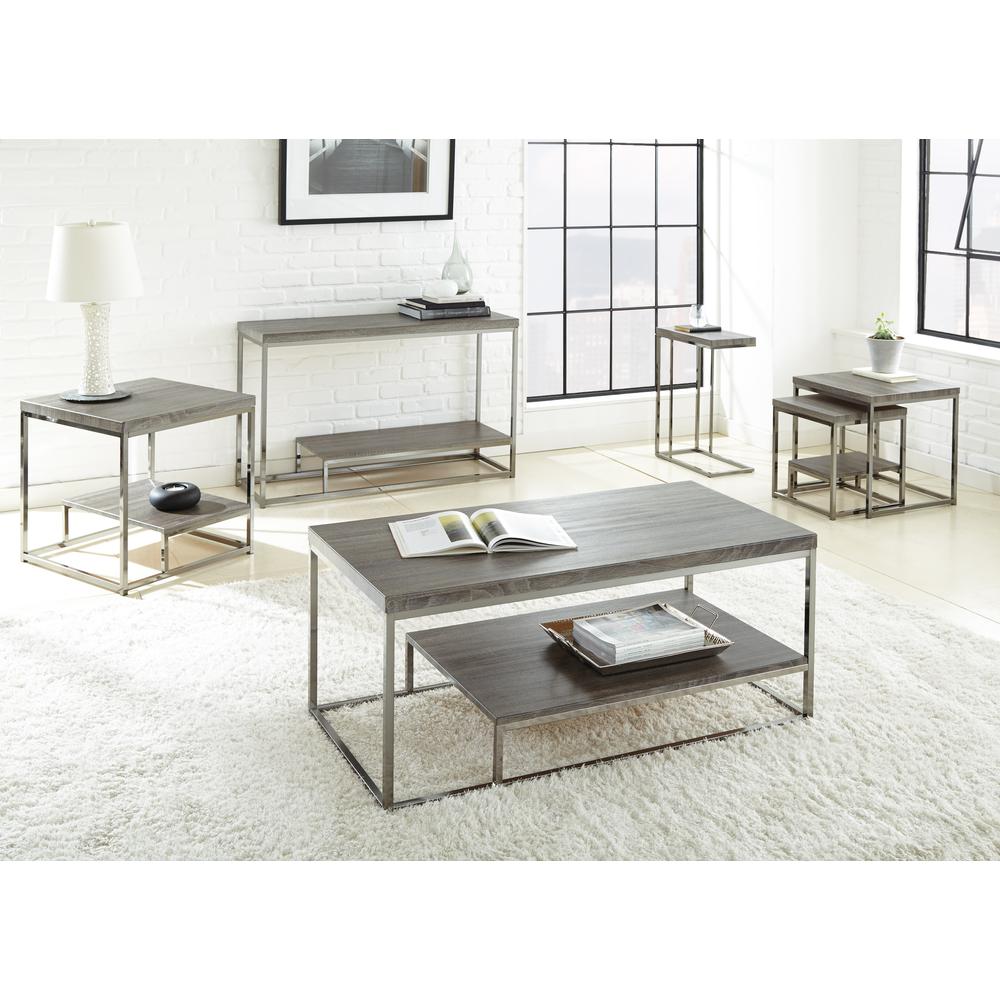 Lucia Chairside End Table w/Nickel. Picture 2