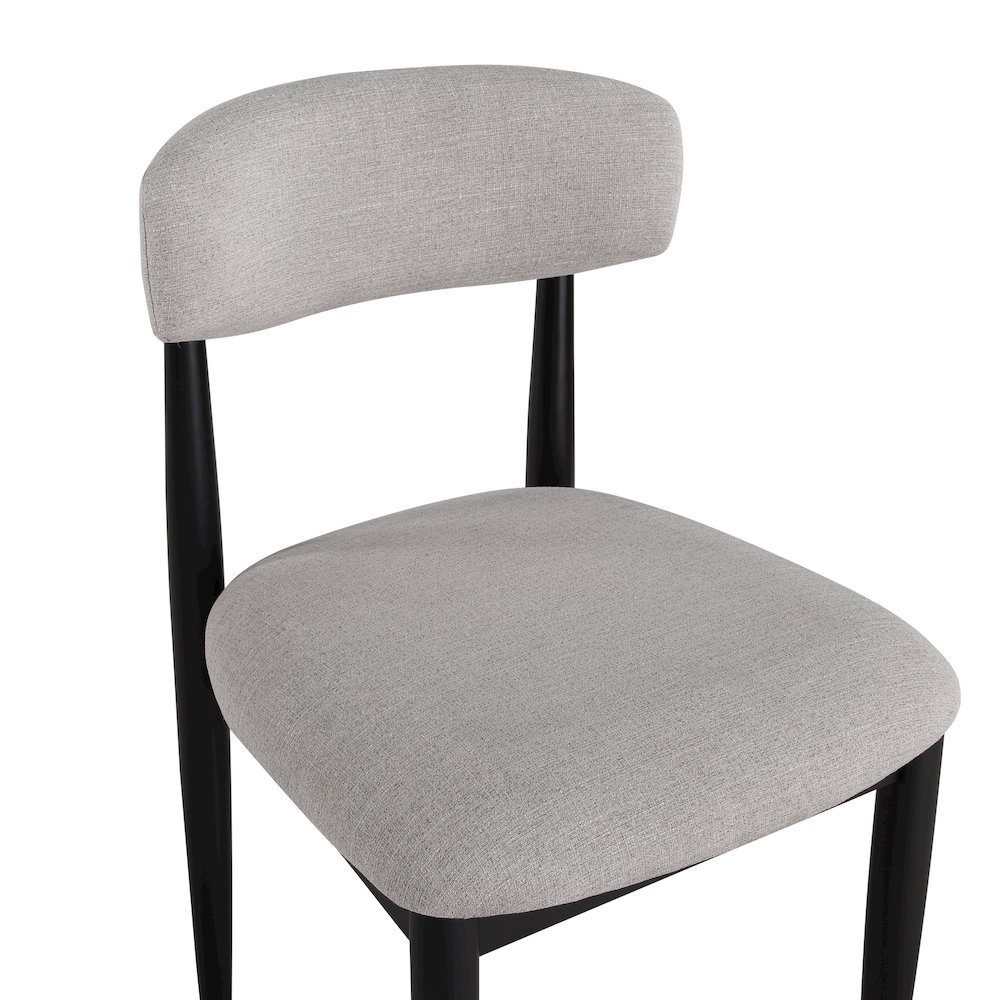 Magnolia 52-inch Round Dining Table & 6 Upholstered Side Chairs, Black Finish. Picture 10