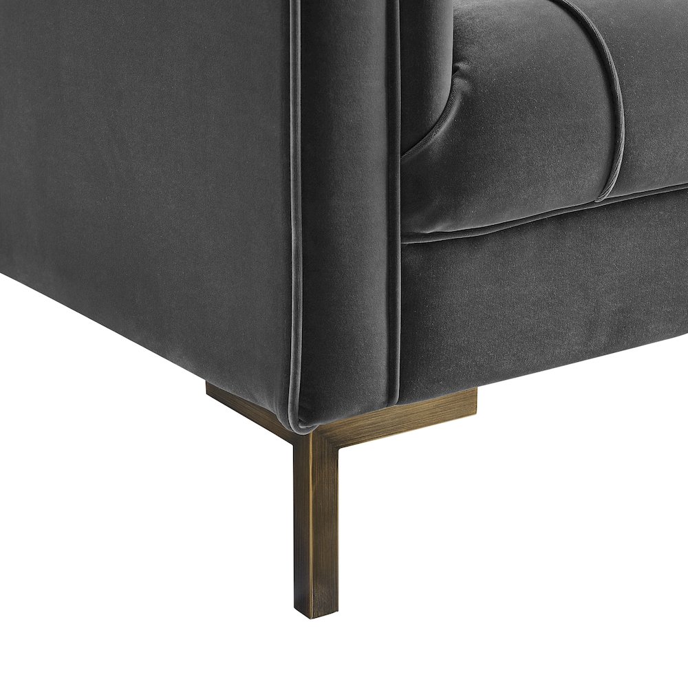 Isaac Channel Stitch Gray Velvet Sofa. Picture 6