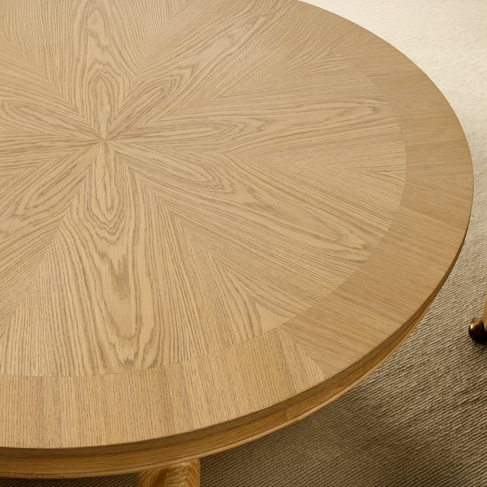 Rylie Dining Table & 4 Captains Chairs, Natural Finish, Camel Vegan Leather. Picture 9
