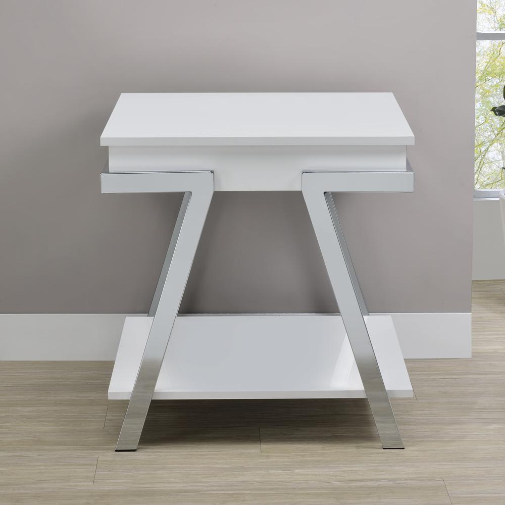 Zena White Square End Table. Picture 3