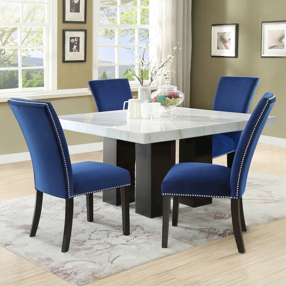 Camila Square 5PC Dining Set Blue Chair. Picture 5