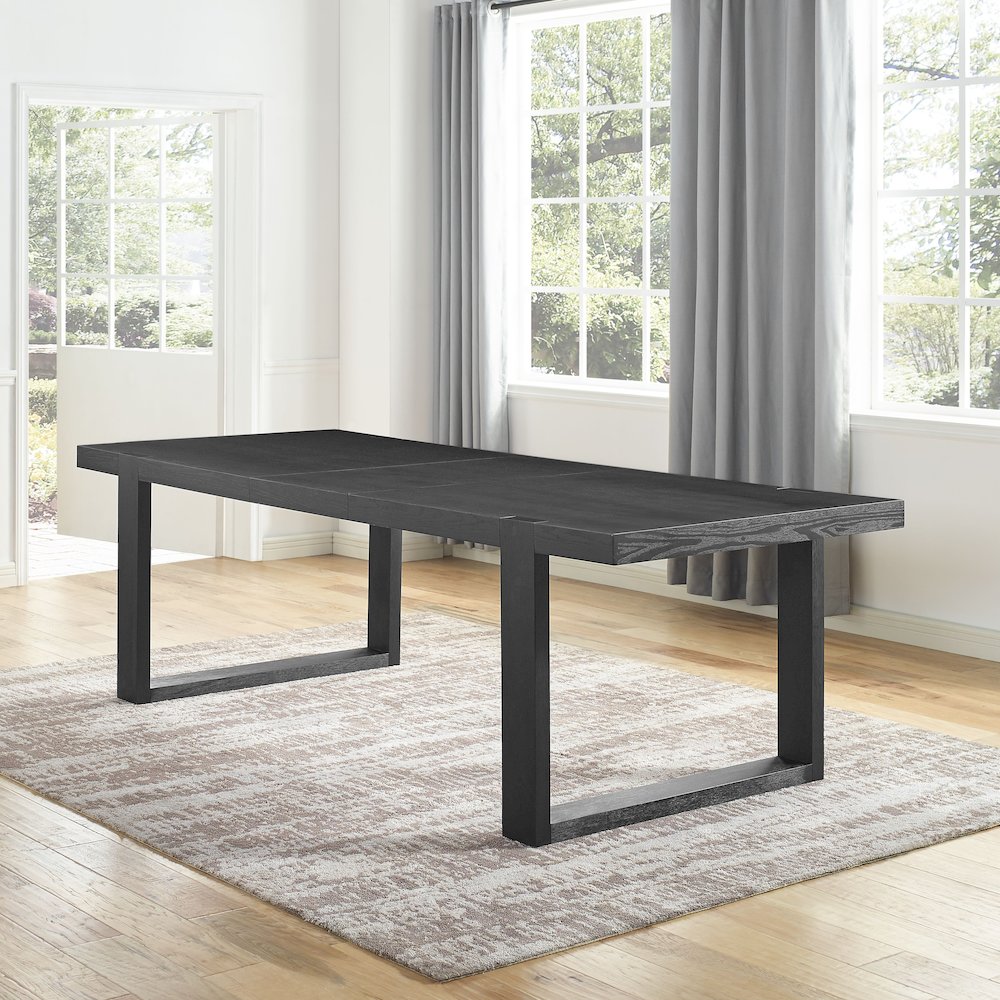 Yves Black Dining Table With 4 Grey Chairs. Picture 7