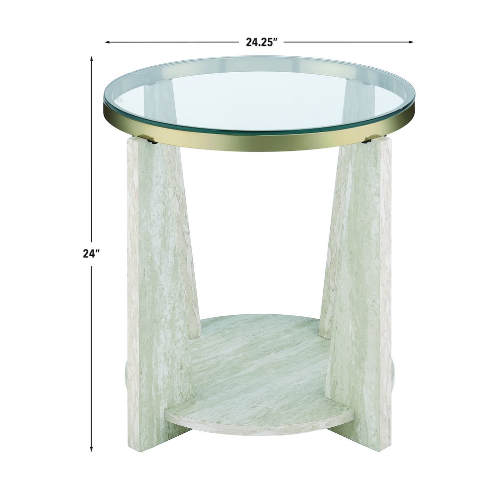 Wanda 24″ Round Glass Top End Table. Picture 7