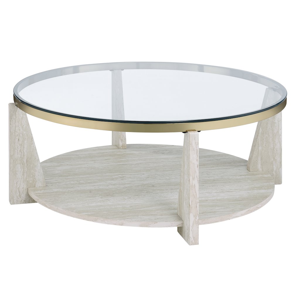 Wanda 3-Piece Glass Top Table Set with Castered Coffee Table. Picture 3