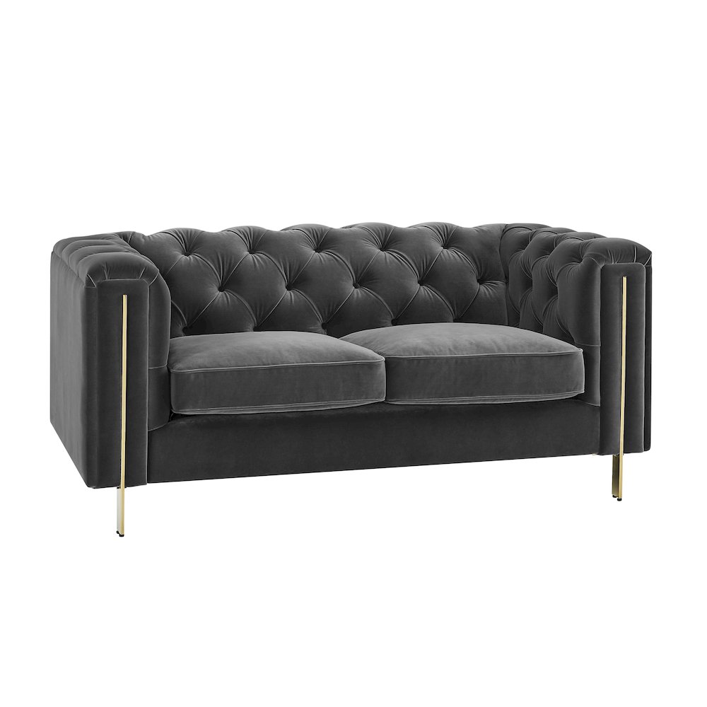 Charlene Gray Velvet Loveseat. Picture 1