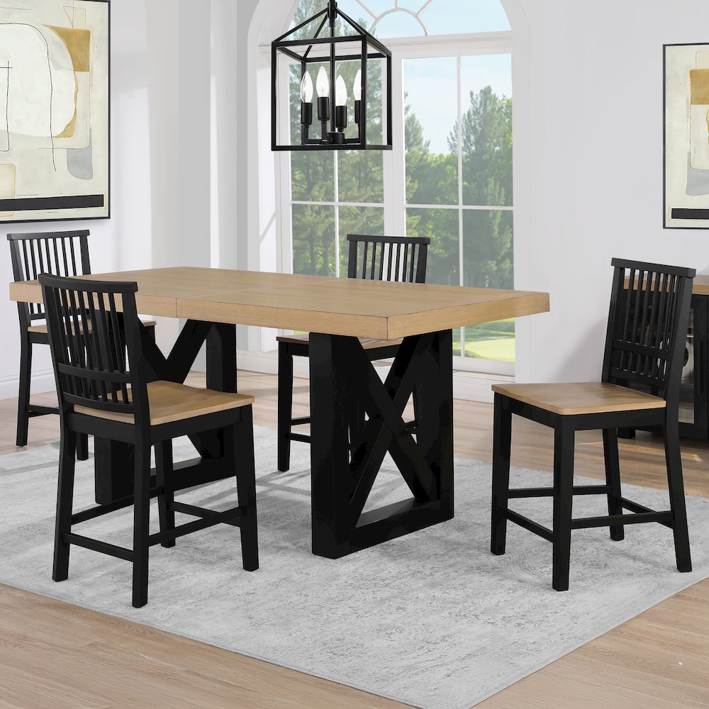 Magnolia 5-Piece Counter Table Dining Set, Black Base. Picture 5