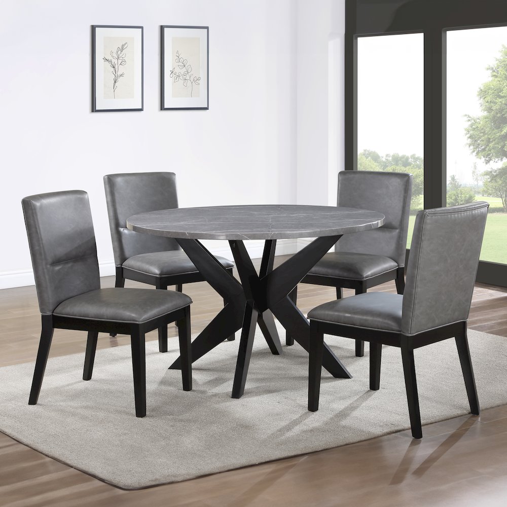 Amy 48-inch Round Faux-Marble Dining Table. Picture 6