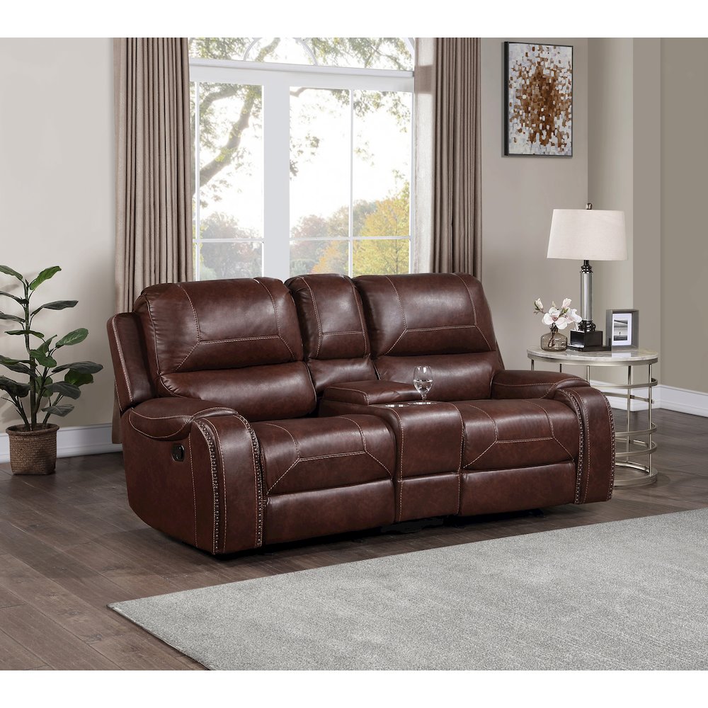 Keily Brown Manual Console Loveseat. Picture 5