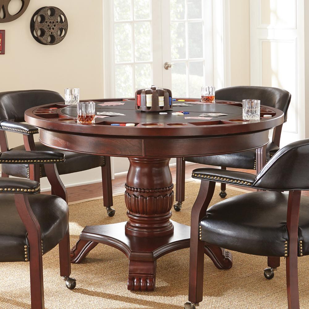 Dining and Game Table - Black, Multi-Step Rich Cherry Finish. Picture 1