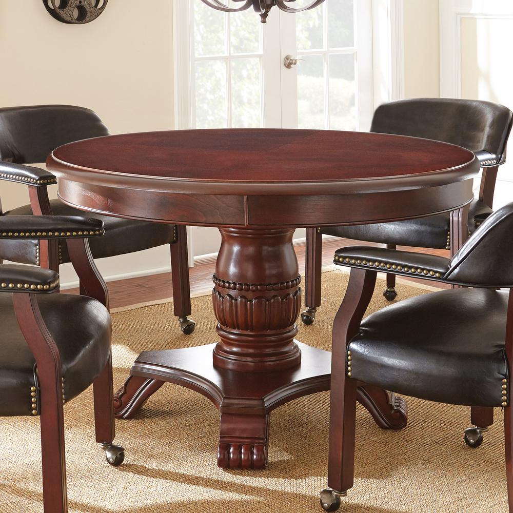 Dining and Game Table - Black, Multi-Step Rich Cherry Finish. Picture 2