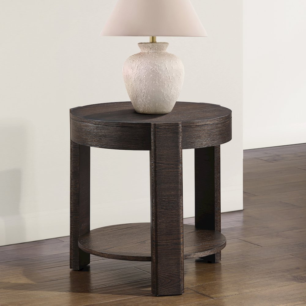 Salina Espresso Round End Table. Picture 4