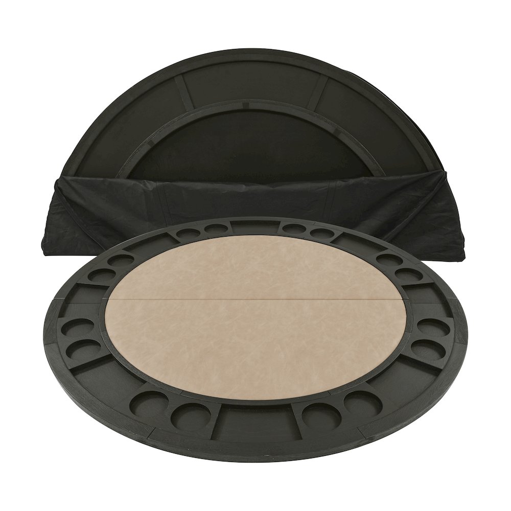 Rylie Counter Table with Game Top, Black Finish with Sand Vegan Leather. Picture 2