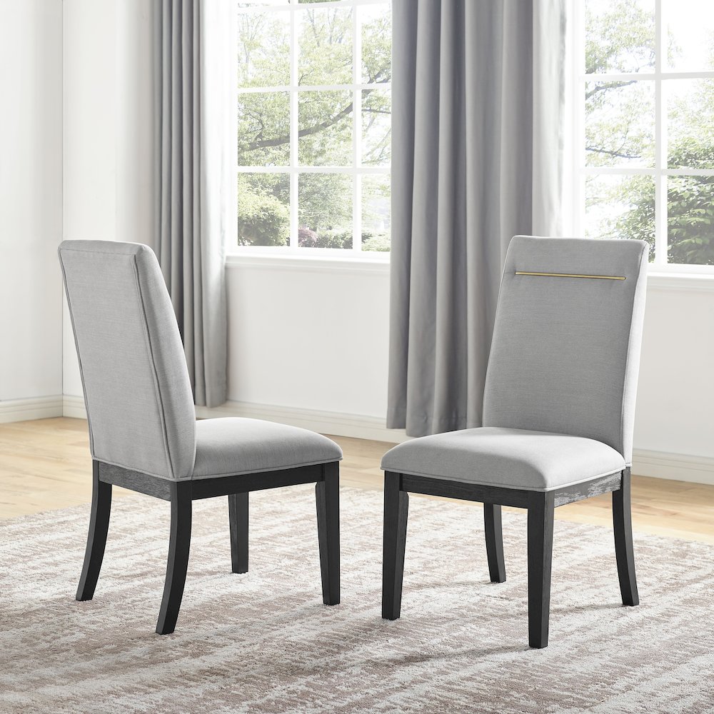 Yves Black Dining Table With 6 Grey Chairs. Picture 7