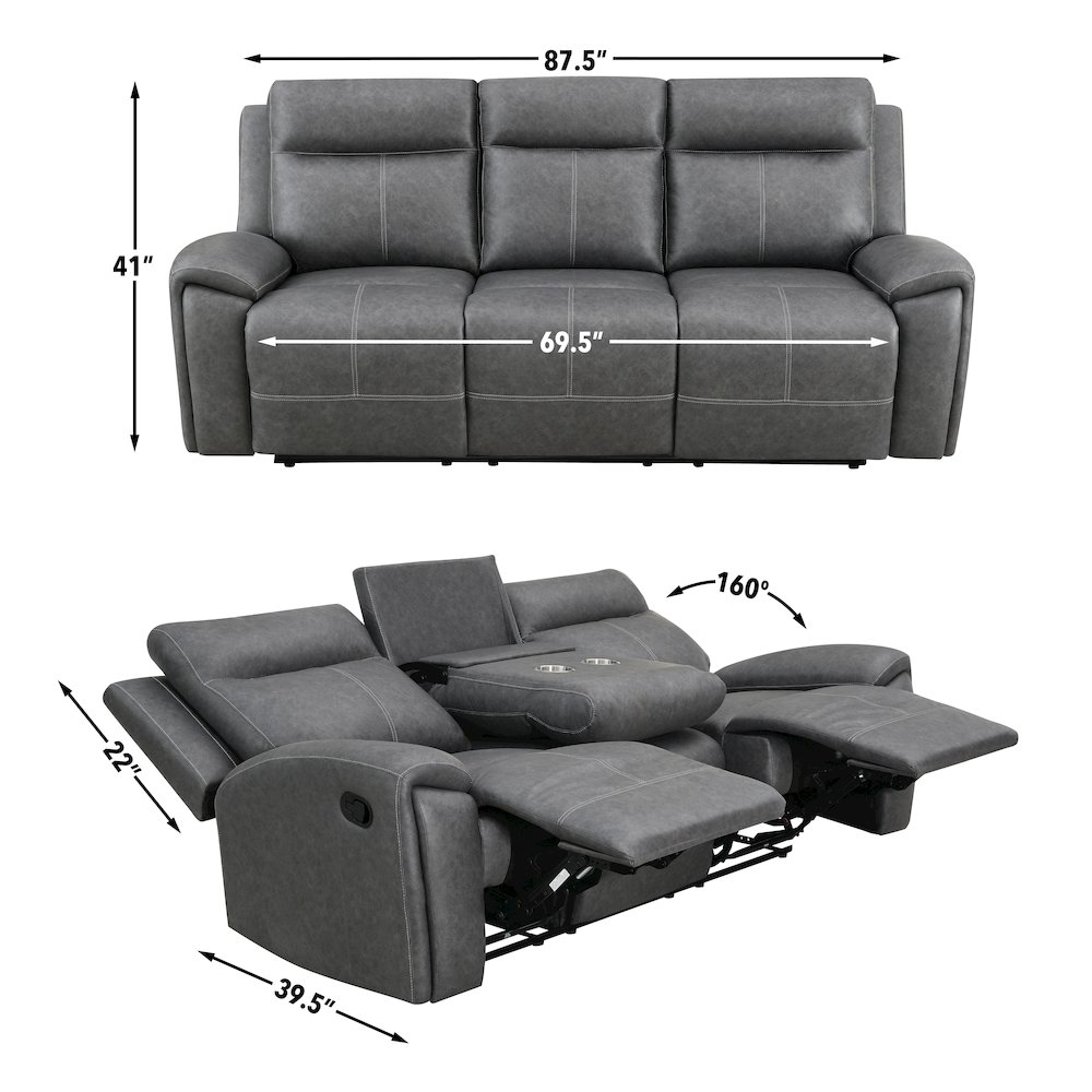 Gaston Manual Reclining Sofa. Picture 6