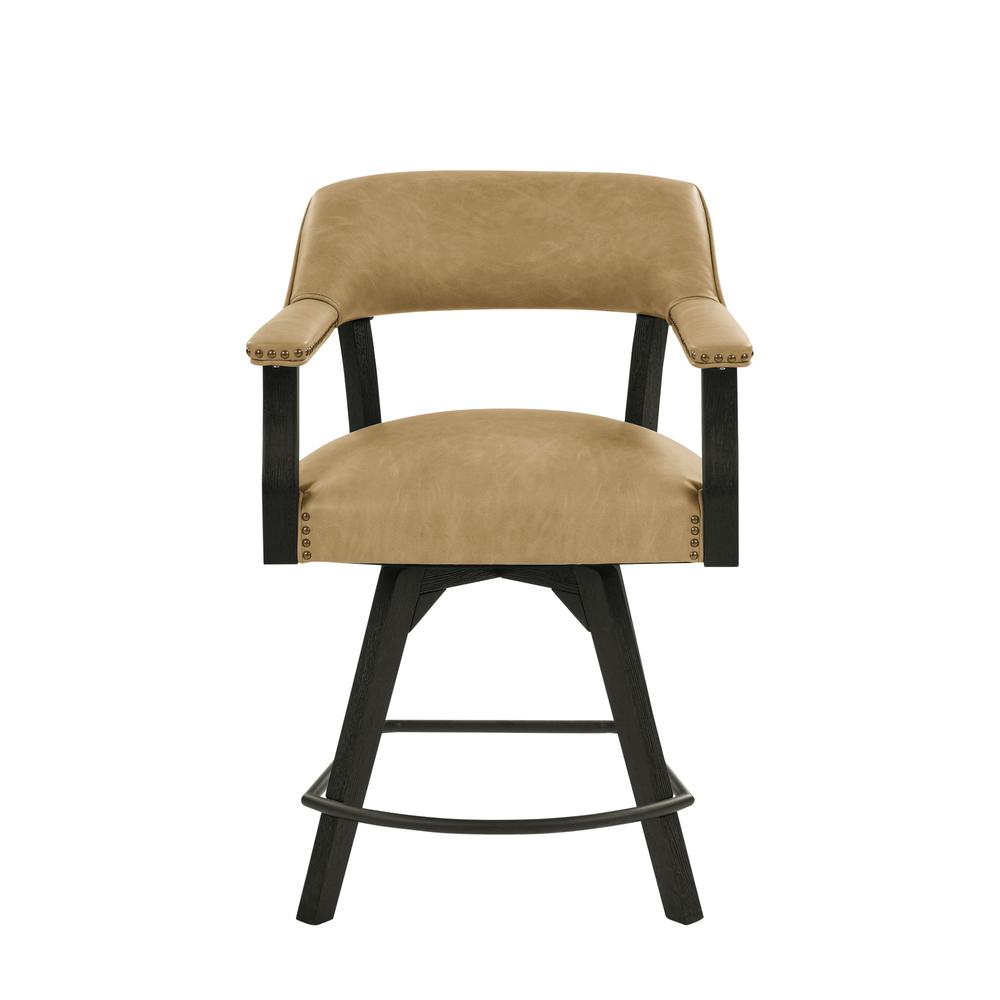 Rylie 24" Counter Captains Chair, Black Finish with Sand Vegan Leather. Picture 2