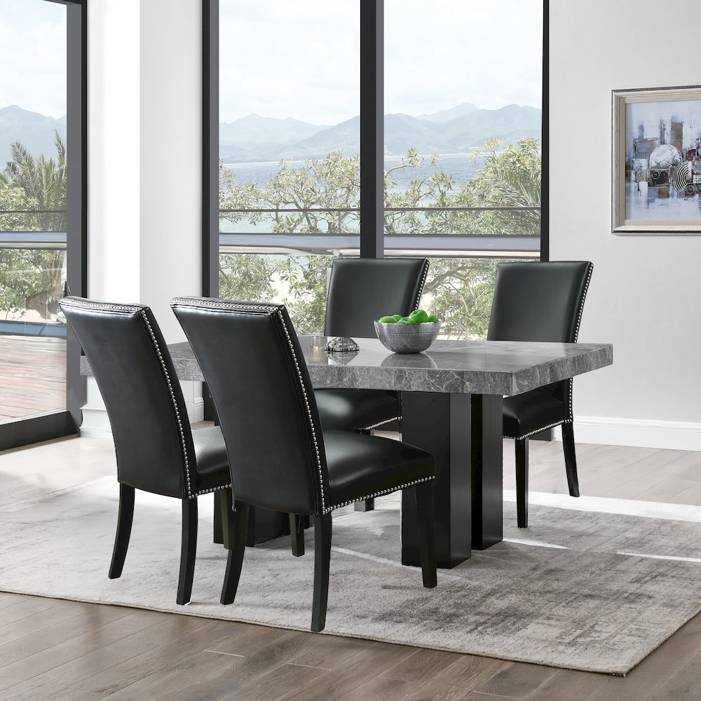 Camila 5PC Rectangle Dining Set Black Chair. Picture 5