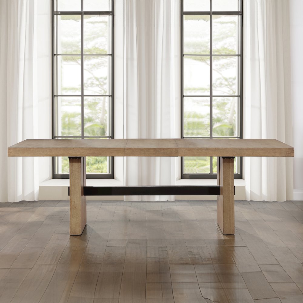 Aubrey 7-Piece 78-96" Dining Table Set with 6 Upholstered Parsons Chairs, Brown. Picture 6