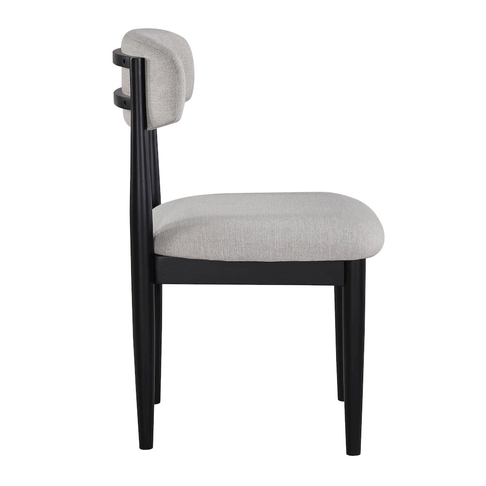 Magnolia 52-inch Round Dining Table & 6 Upholstered Side Chairs, Black Finish. Picture 2