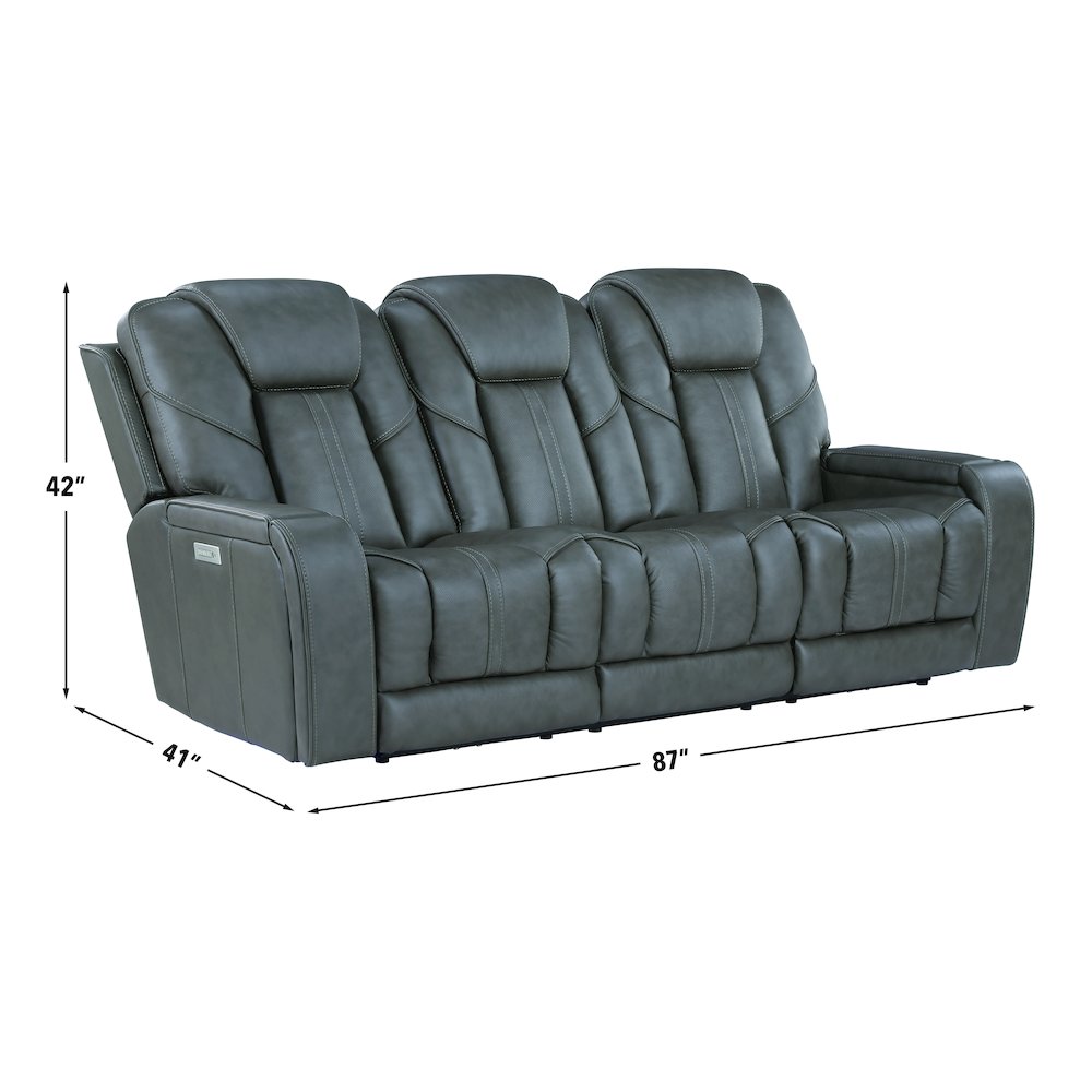 Daniel Triple Power Leather Theater Sofa. Picture 11
