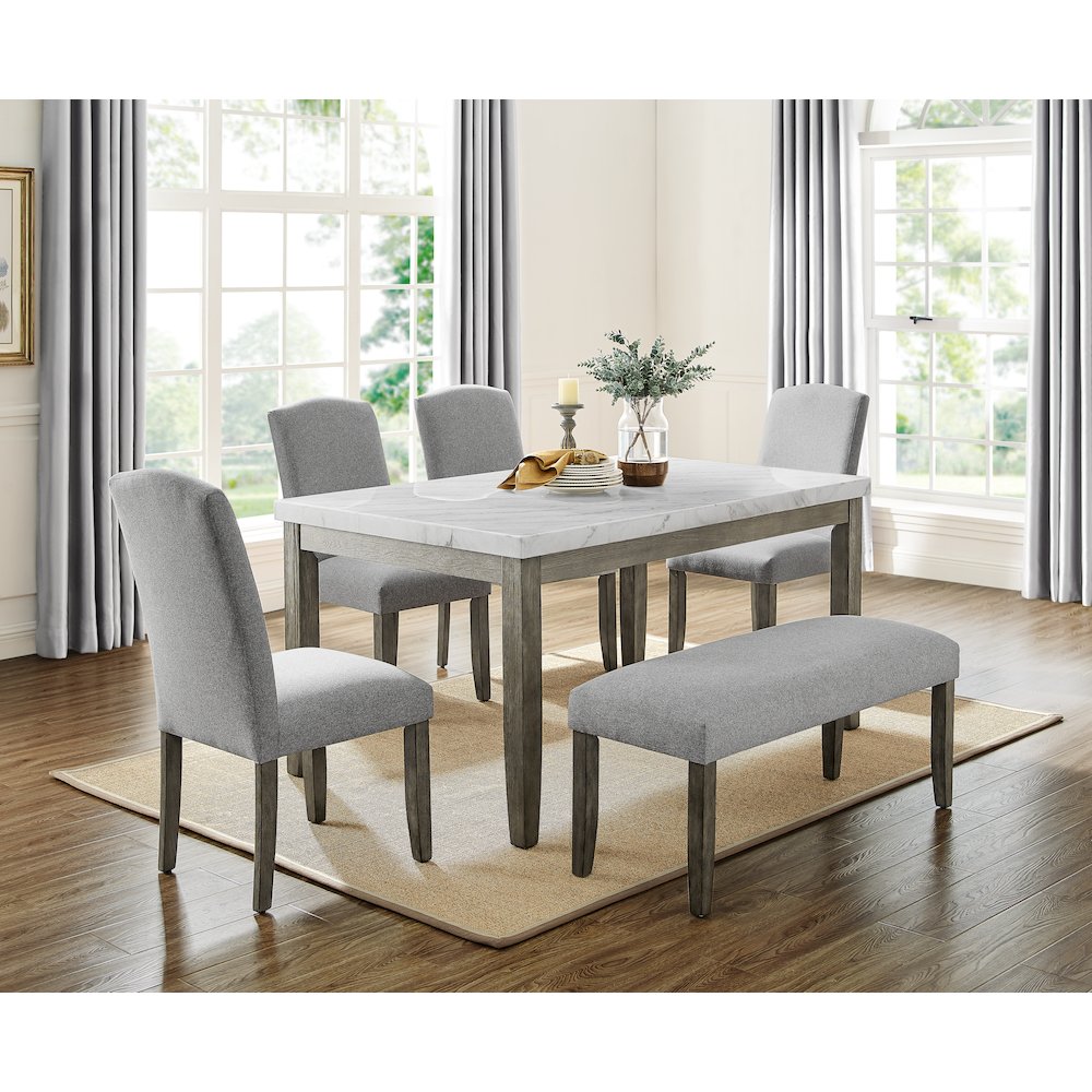 Emily White Marble Top Dining Table. Picture 4