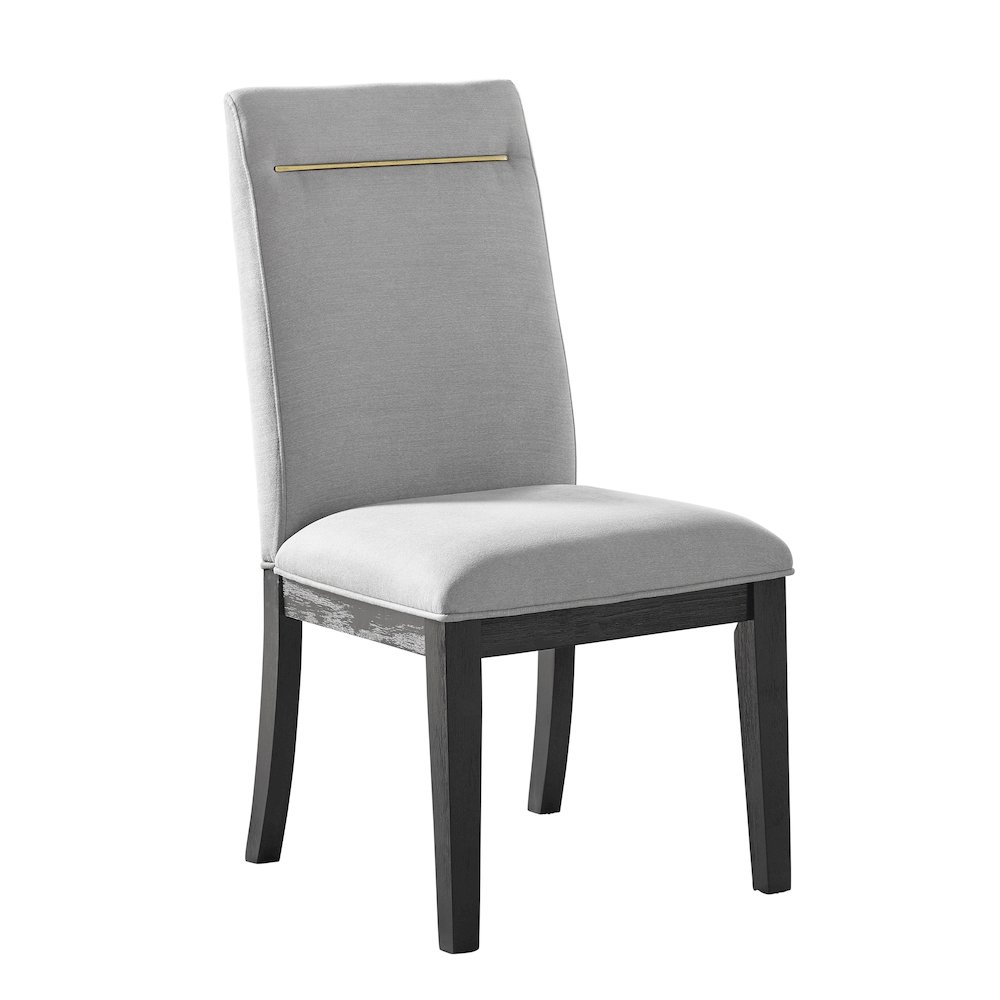 Yves Black Dining Table With 6 Grey Chairs. Picture 1