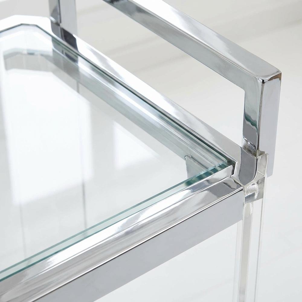 Chrome Kitchen Server Cart with Sturdy Metal Frame and Modern Design. Picture 3