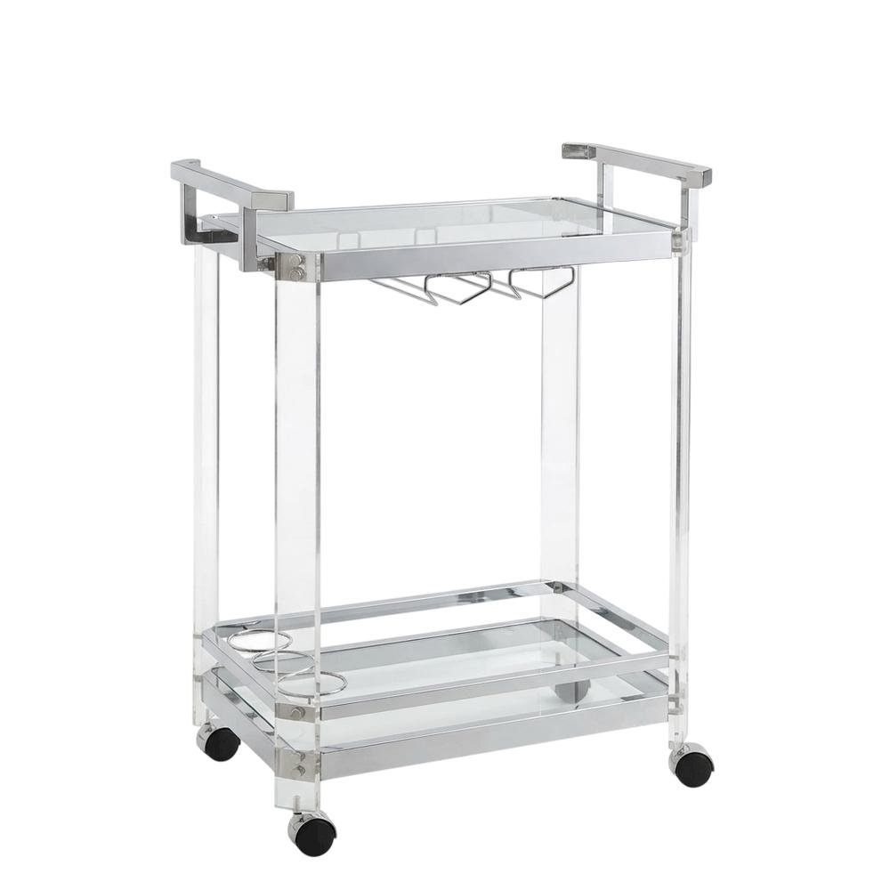 Chrome Kitchen Server Cart with Sturdy Metal Frame and Modern Design. Picture 1