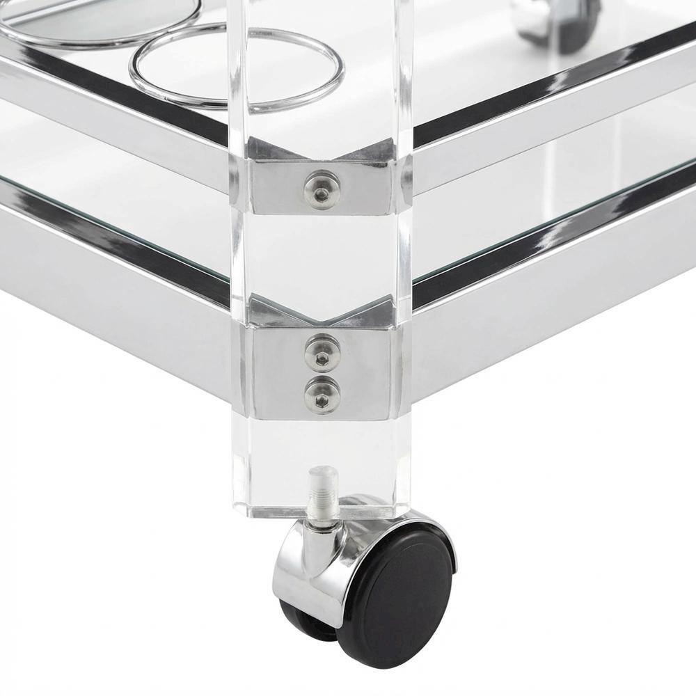 Chrome Kitchen Server Cart with Sturdy Metal Frame and Modern Design. Picture 5