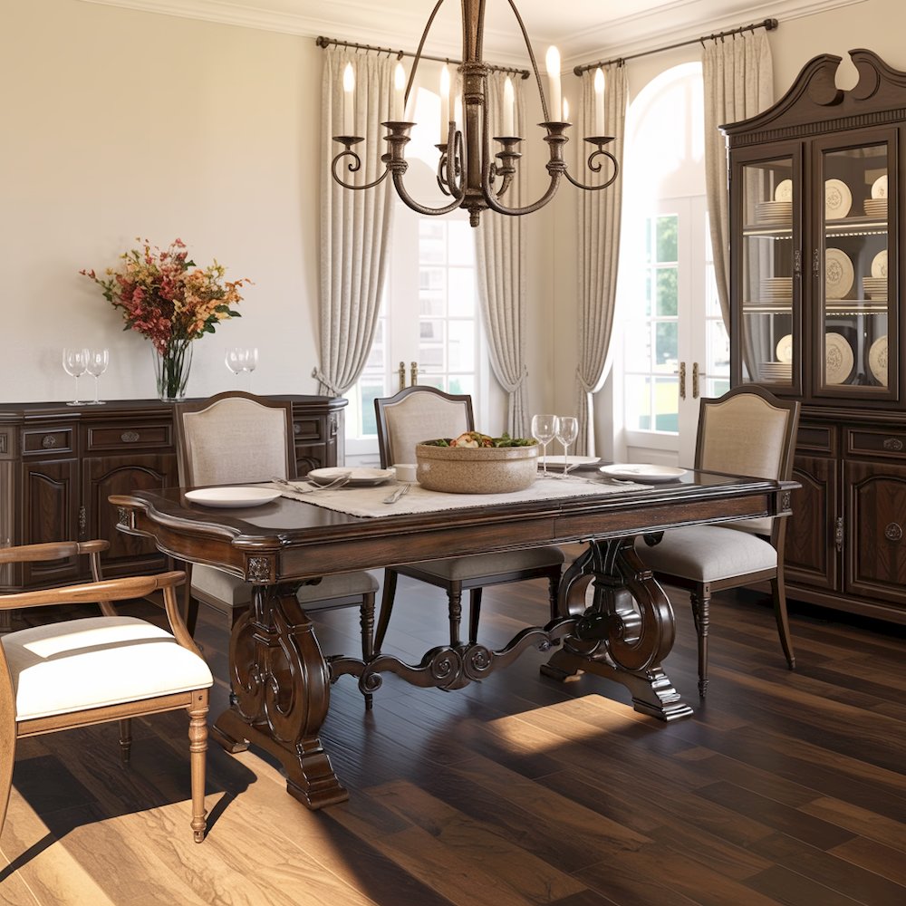 Warm Pecan 96" Extendable Dining Table – Large Oak Veneer Table for 8–10 People. Picture 2