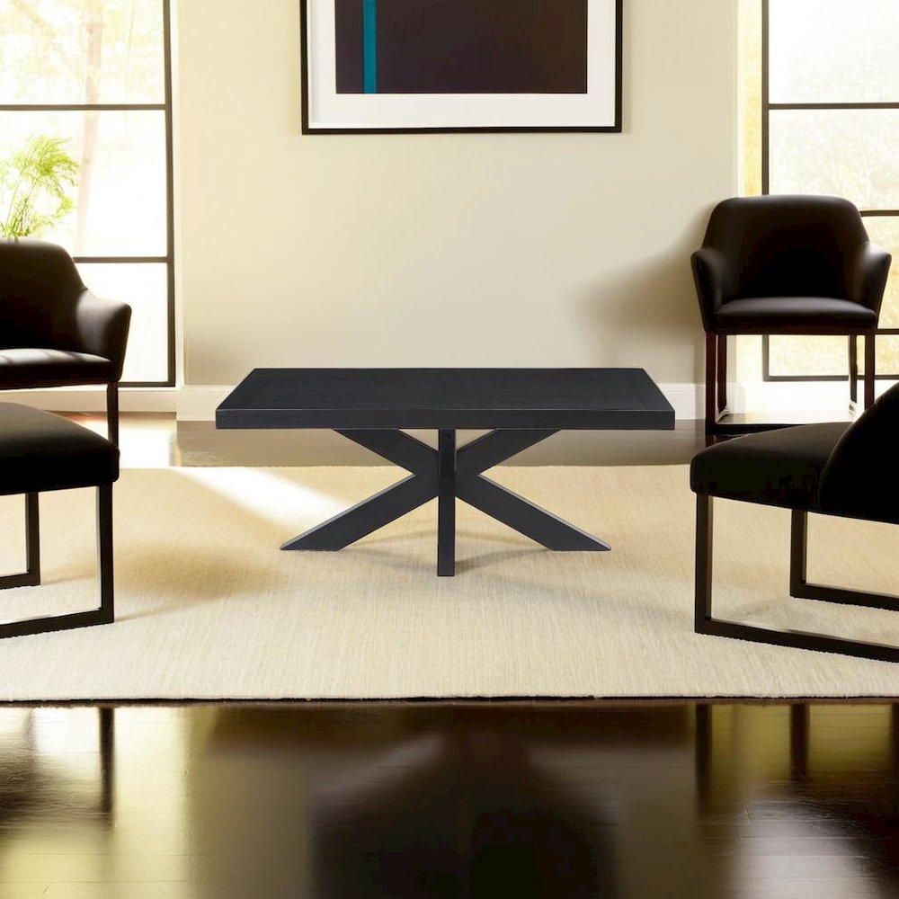 Elegant Ebony Cocktail Table with Ash Veneer Top and Solid Rubberwood Legs. Picture 6
