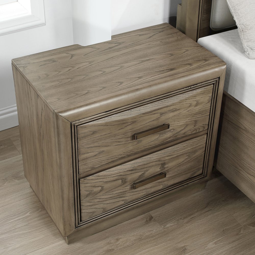 2-Drawer NightstandExpertly crafted from oak veneers, solid Asian hardwoods. Picture 6