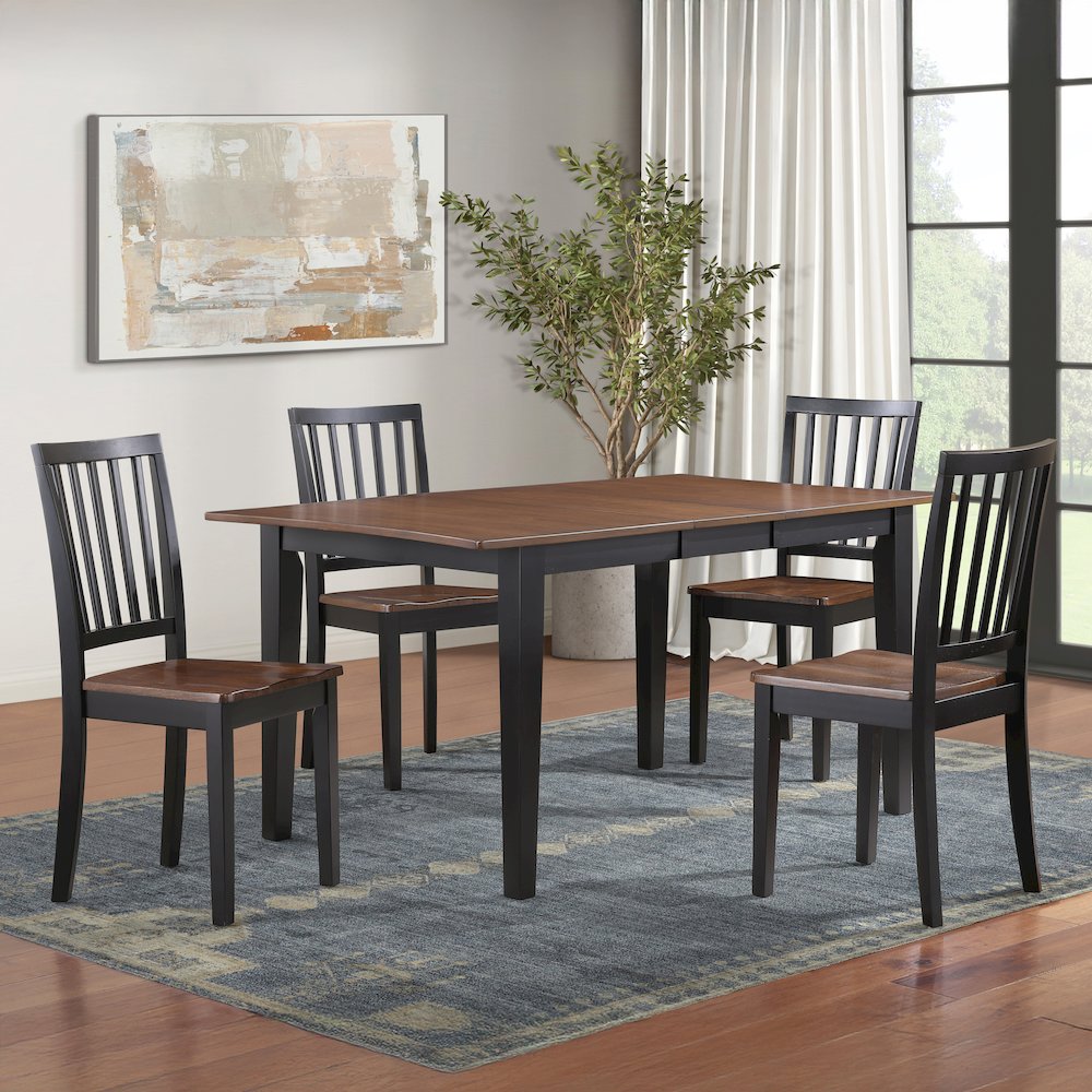 Joplin Solid Wood Two-Tone Farmhouse Chair, Walnut and Ebony finish. Picture 5