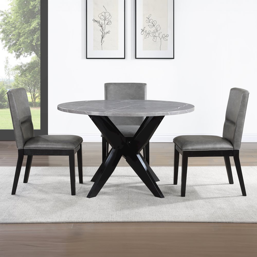 Amy 48-inch Round Faux-Marble Dining Table. Picture 5