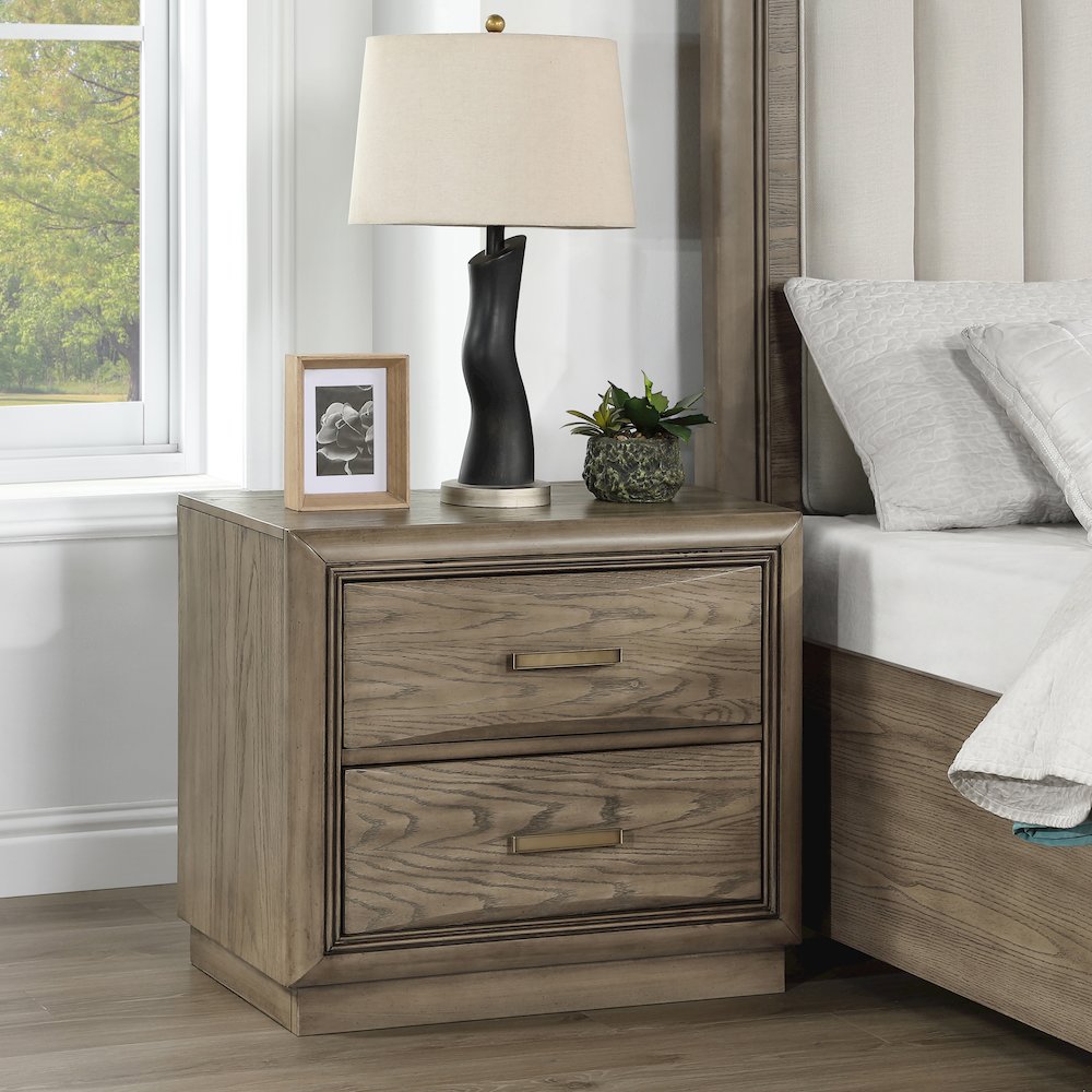 2-Drawer NightstandExpertly crafted from oak veneers, solid Asian hardwoods. Picture 3