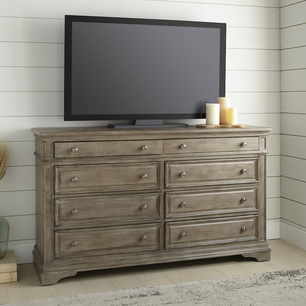 Highland Park Dresser and Mirror Driftwood. Picture 7
