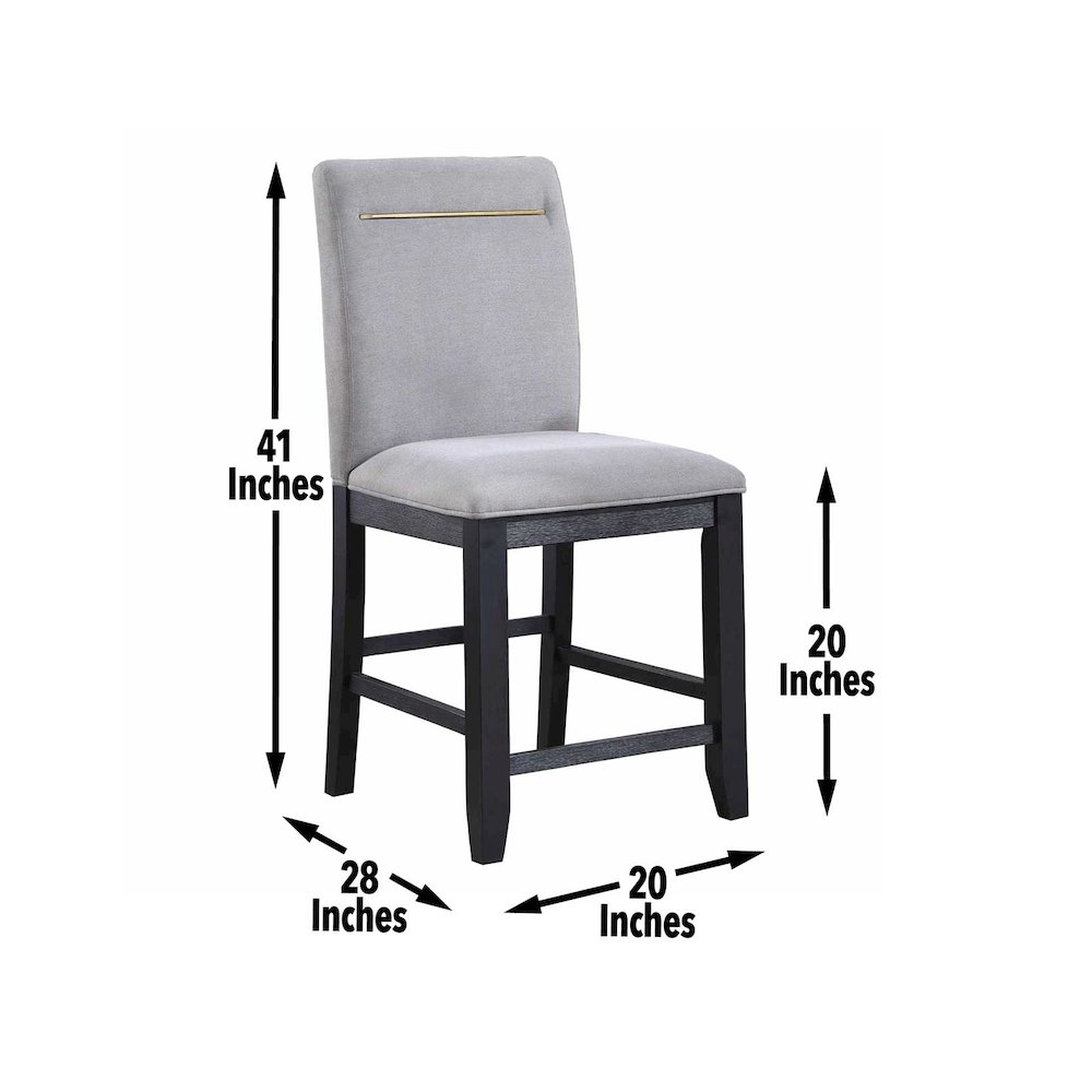 Yves Black Counter Table With Storage and 6 Grey Counter Chairs. Picture 12