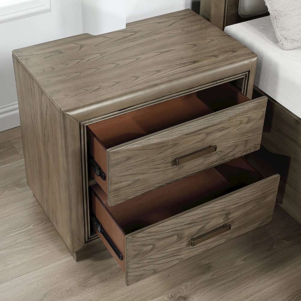 2-Drawer NightstandExpertly crafted from oak veneers, solid Asian hardwoods. Picture 7