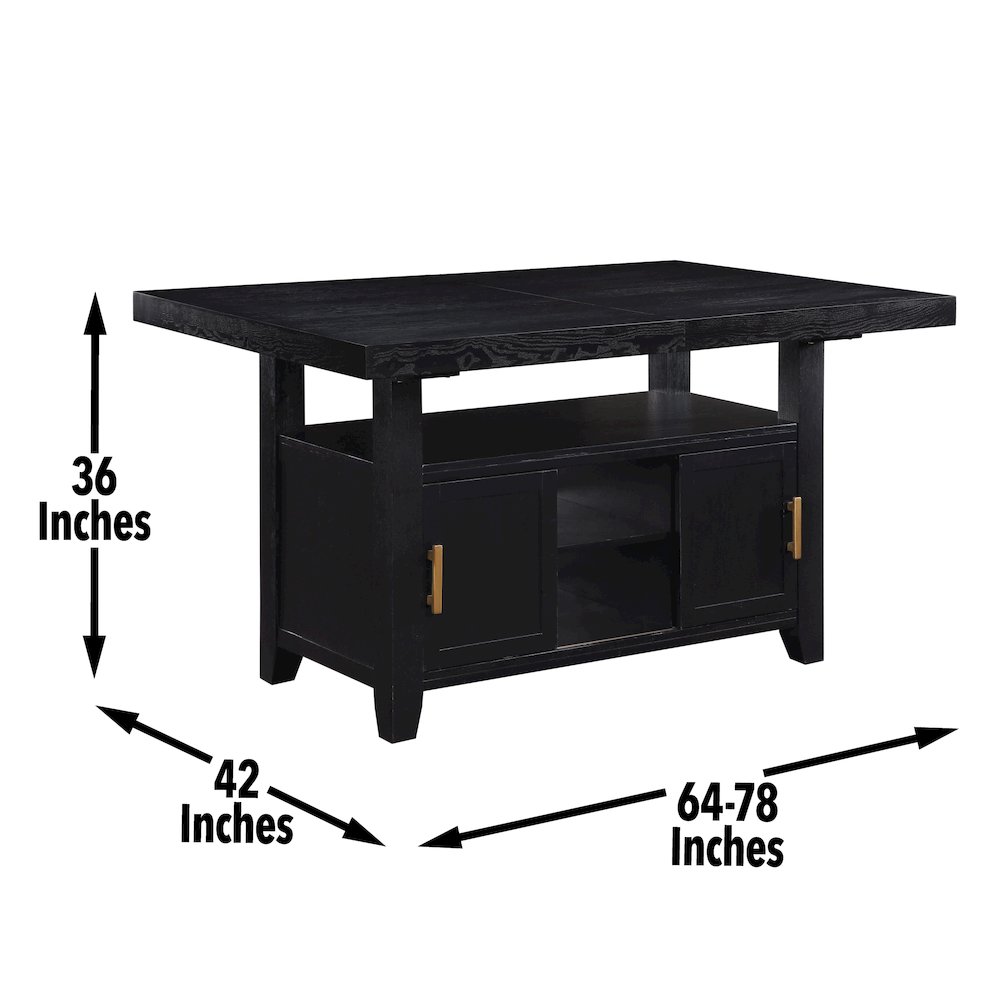 Yves Black Counter Table With Storage and 4 Grey Counter Chairs. Picture 11