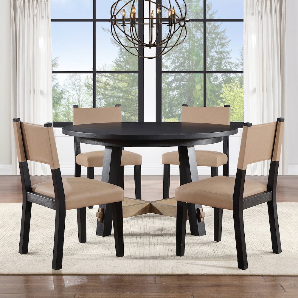 Aubrey 54" Round Dining Table, Black. Picture 5