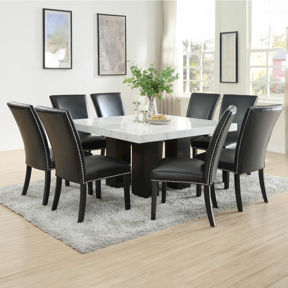 Camila 9PC Square Dining Set Blue Chair. Picture 7