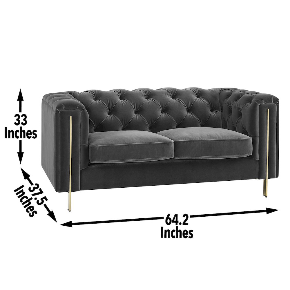 Charlene Gray Velvet Loveseat. Picture 6