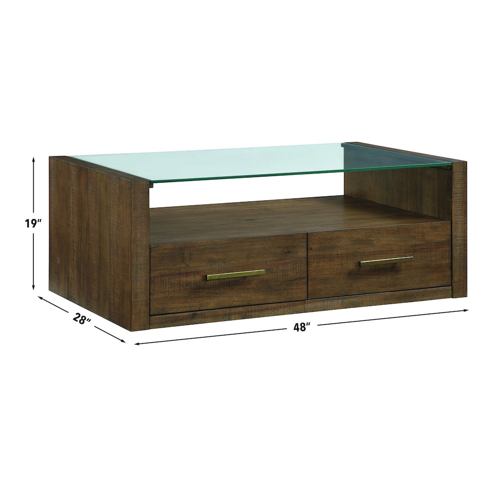Garland Castered Glass Top Coffee Table, Toffee Finish. Picture 2