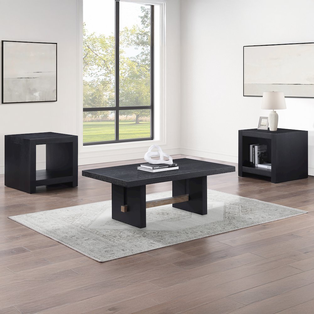 Aubrey 48" Coffee Table, Black Finish. Picture 8