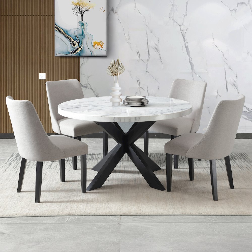 Xena Marble Top 52" Round Dining Table. Picture 6