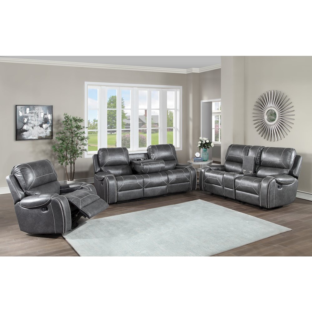 Keily Manual Recliner Sofa - Grey. Picture 5